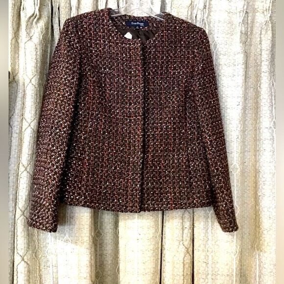 Evan Picone Ladies 12p brown/orange twill jacket - Picture 1 of 6